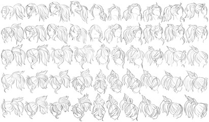 50 Hairstyles - Digital Art (3D to 2D)