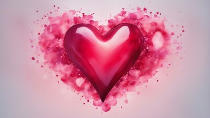 pink heart background A watercolor heart with red and pink colors blending together. The heart symbolizes the love  