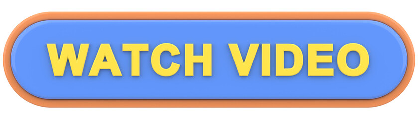 Watch video button. 3D illustration.