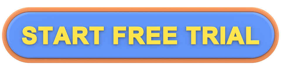 Start free trial button. 3D illustration.