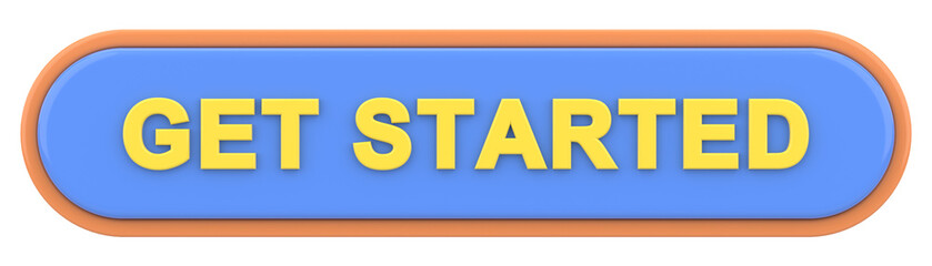Get started button. 3D illustration.