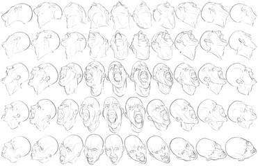 50 Face Expressions - Digital Art (3D to 2D)