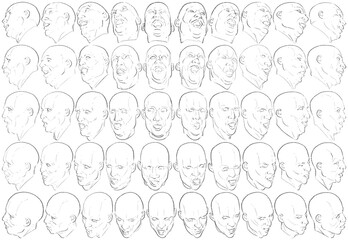 50 Face Expressions - Digital Art (3D to 2D)