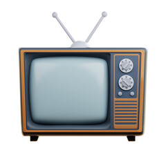 old tv 3d rendering transparent background