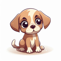 Cute cartoon beagle puppy isolated on white background. Vector illustration.