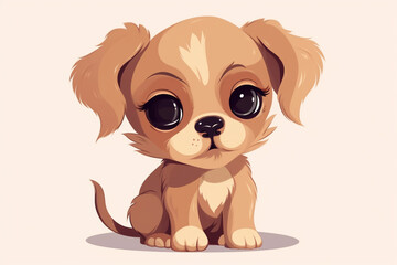 Cute cartoon beagle puppy isolated on white background. Vector illustration.