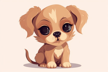 Obraz premium Cute cartoon beagle puppy isolated on white background. Vector illustration.