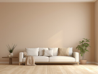 Empty Living Room in Beige Tones: Minimalistic Design