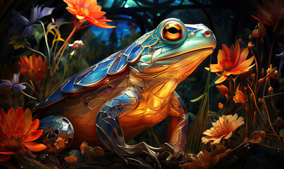 Creative animal concept, creative frog in color.