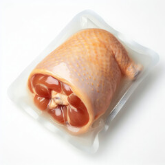 chicken thigh meat in vacuum on a white background. ai generative
