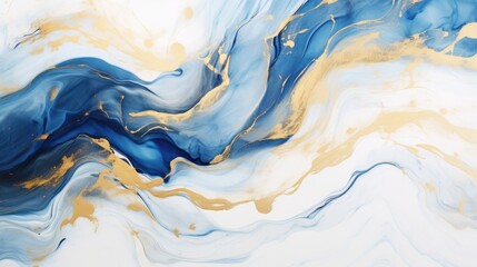 Elevate your projects with our Abstract Luxury Background. This digital art marbling texture in blue, gold, and white offers an opulent, high-quality look. Perfect for premium designs.