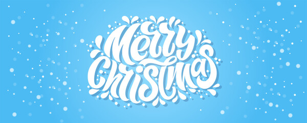 Merry Christmas and Happy New Year hand lettering calligraphy. Vector holiday illustration element.