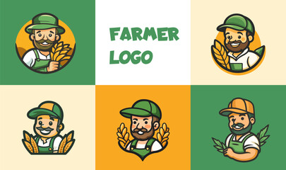 Farmer logo set. Vector illustration of farmer logo set for your design