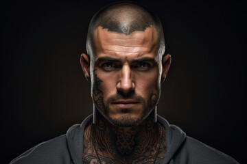 AI generated photo of muscular tattooed man