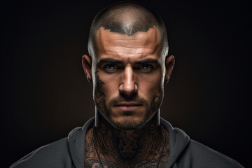 Fototapeta premium AI generated photo of muscular tattooed man