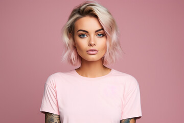 Fototapeta premium Image of beautiful woman with tattoo on her body created with generative AI