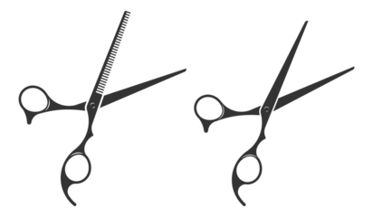 Fotobehang Set hair cut scissor icon. Scissors vector design element or logo template. Black and white silhouette isolated. © SolaruS