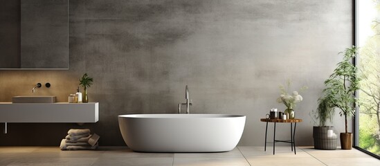 Modern bathroom with polished concrete design