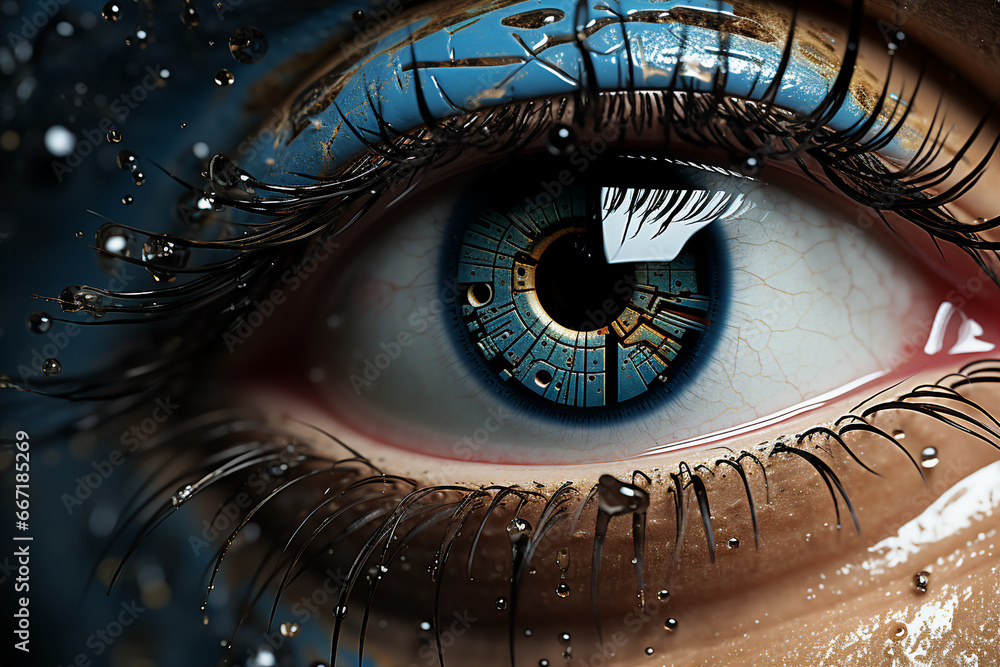 Poster generative ai picture of beautiful robotic human android future 3d robot invention