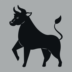 Bull icon. Black silhouette. Vector