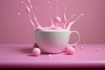 cup with pink milk. Generative AI