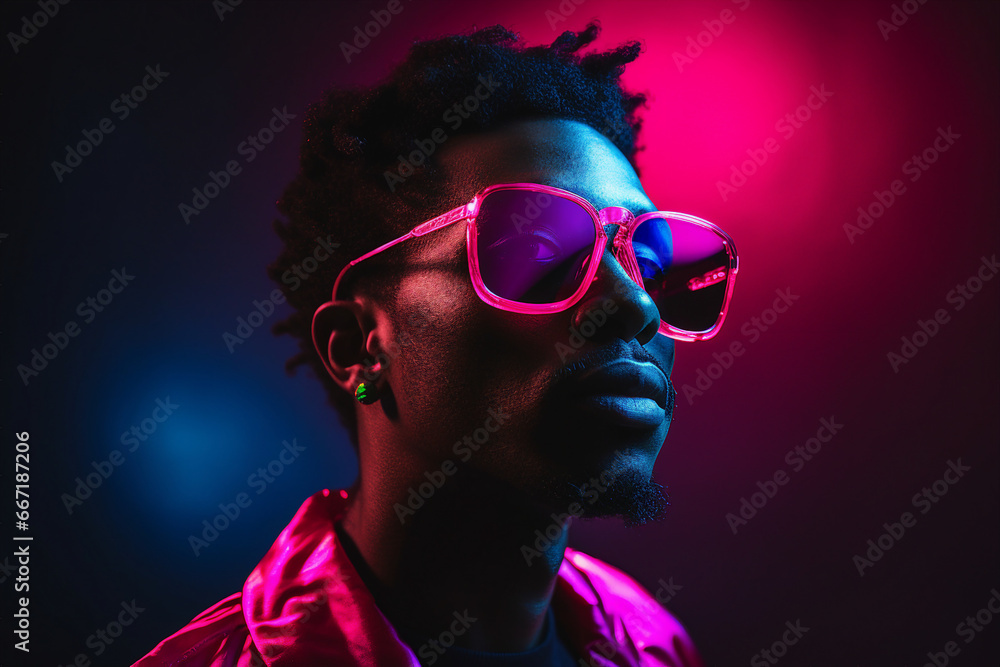 Poster Photo image of handsome cool nice young man created with generative AI technology