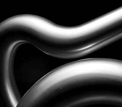 curved steel tubes on the black background