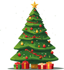 flat modern vector christmass tree new year gift. AI generated illustration