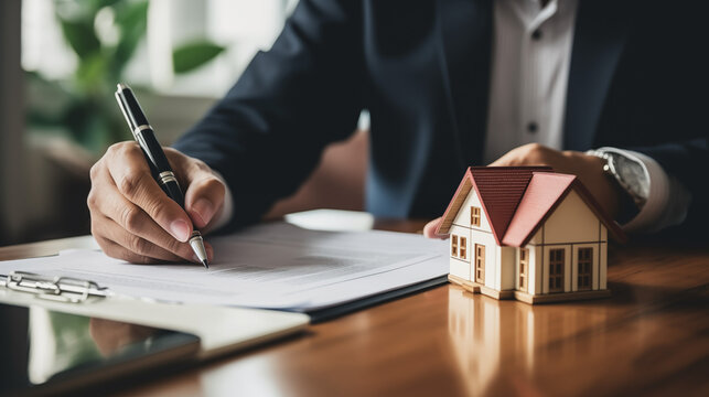 A person signing  real estate contract of the home purchase agreement