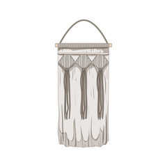 style macrame wall hanging cartoon. decoration macram, vintage wood, natural cotton style macrame wall hanging sign. isolated symbol vector illustration