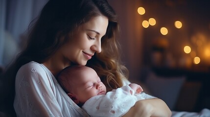 Mother gently touches the baby. Happy, family, growth, pregnancy, enjoyment , newborn, take care, healthcare, tummy, pregnant, growth, pregnancy, stomach - obrazy, fototapety, plakaty