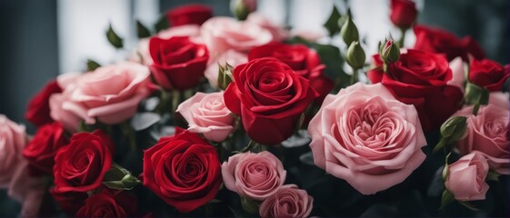 Naklejka premium Colorful flower bouquet from red roses for use as background