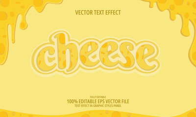 3d cheese text effect simple flat vector editable design