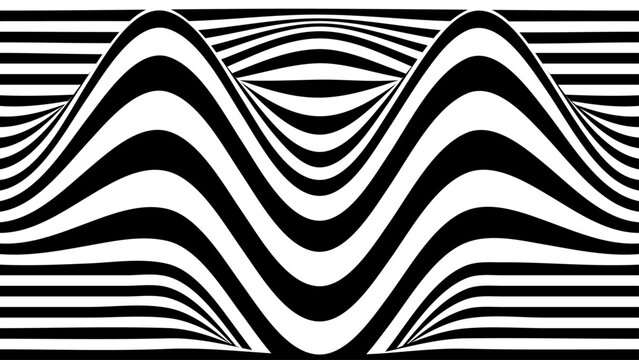 Warped stripe pattern forming illusory waves
