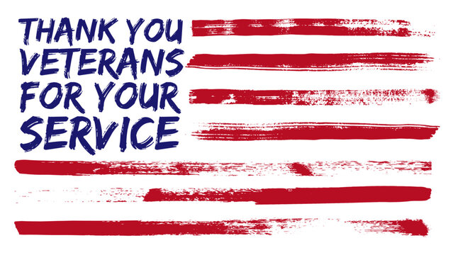 ‘Thank You Veterans For Your Service’ stylized Veterans’ Day banner in painterly style