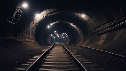Contemporary coal mine tunnel with tracks