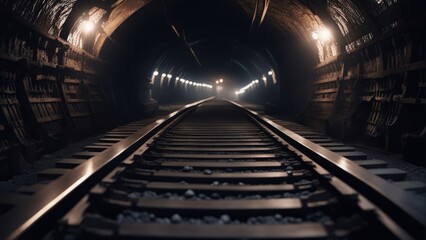 Contemporary coal mine tunnel with tracks