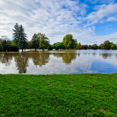 Fototapeta na wymiar The power of nature flood in Burton on Trent, Stapenhill Park, 23.10.2023