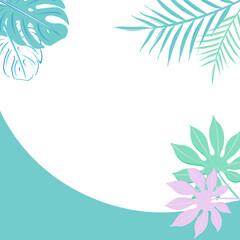 Fototapeta na wymiar Background with tropical leaves. Vector illustration. Banner, poster, template, paper, frame, card with place for text. 
