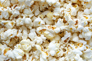 classic salty popcorn texture background, movie food