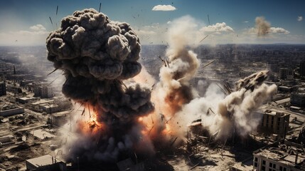 massive bomb Over City World War III