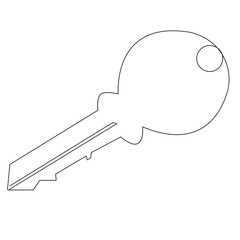 Continuous single line lock key outline vector art  drawing