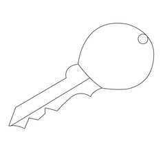 Continuous single line lock key outline vector art  drawing