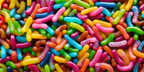 Fototapeta na wymiar rainbow worms candy candy gum