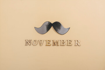 Black moustache - symbol of men's health, suicide prevention. Mental health. Testicular or prostate...