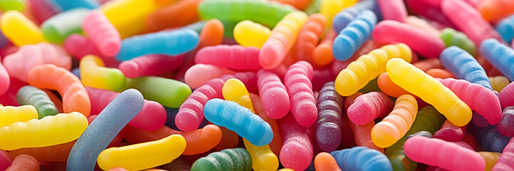 ugar coated rainbow worms candy candy gum - obrazy, fototapety, plakaty
