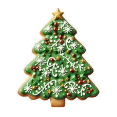 Naklejka premium Christmas Tree Cookie Isolated on a Transparent Background