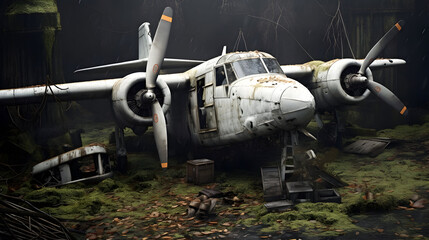 abandoned aircraft, old plane  - obrazy, fototapety, plakaty