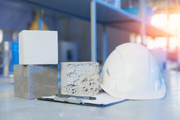 Check size and controls quality of concrete cube in laboratory. Concept industry lab for testing...