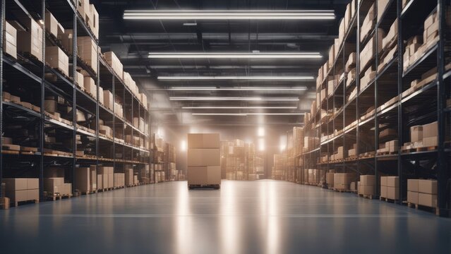 Futuristic digital warehouse using augmented reality_ smart logistics, ecommerce and delivery concep